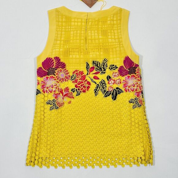 ETRO Sleeveless Embroidered Lace Flower Sleeveless Top Yellow 40/4 NWT $1,640 - Picture 7 of 12